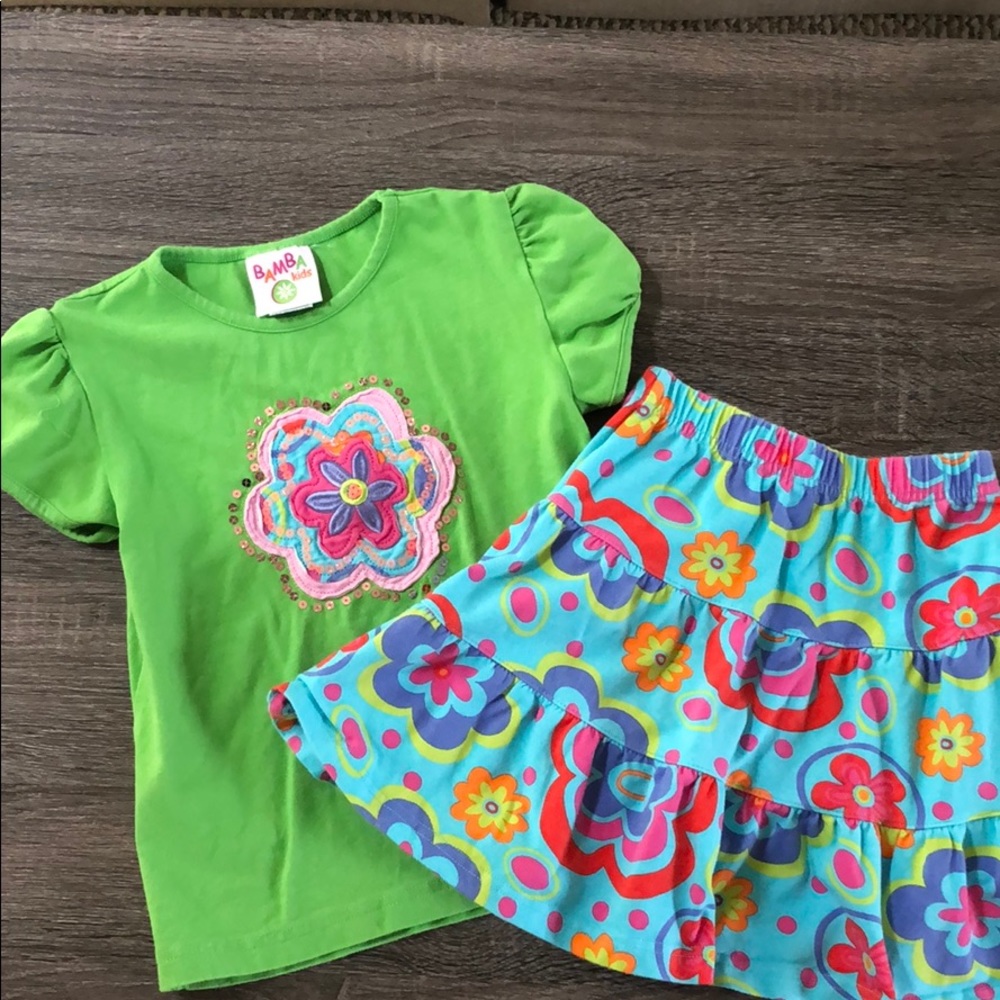 Bamba Kids skirt and shirt set Size 5